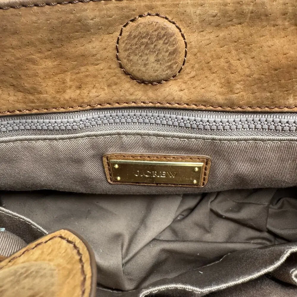 J Crew Peyton Brown Satchel Purse Bag Brown Soft Leather Tassels (READ)